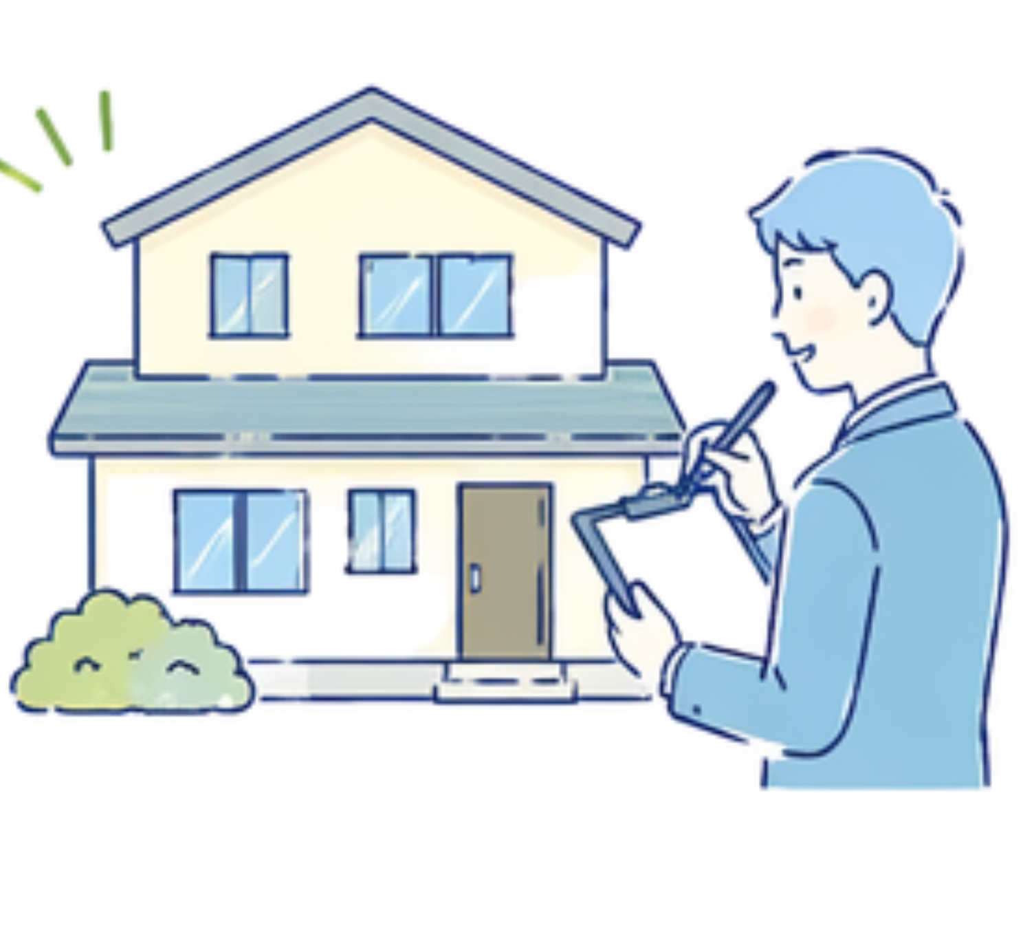 住宅の現地調査を行うスタッフ